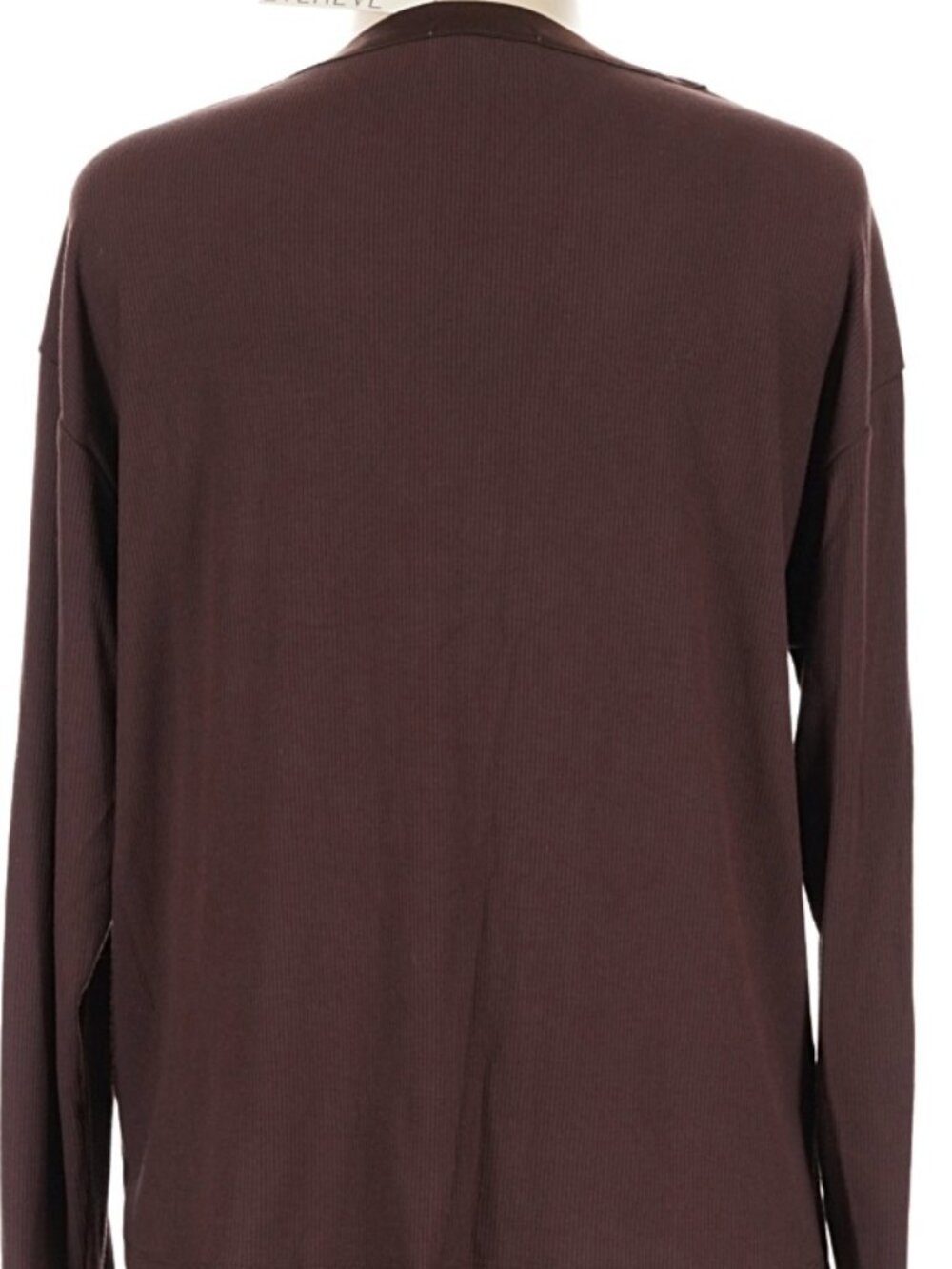 NWT Evereve Bex Split Neck Modal Blend Ribbed Long Sleeve Top Staple Brown M - Picture 6 of 10